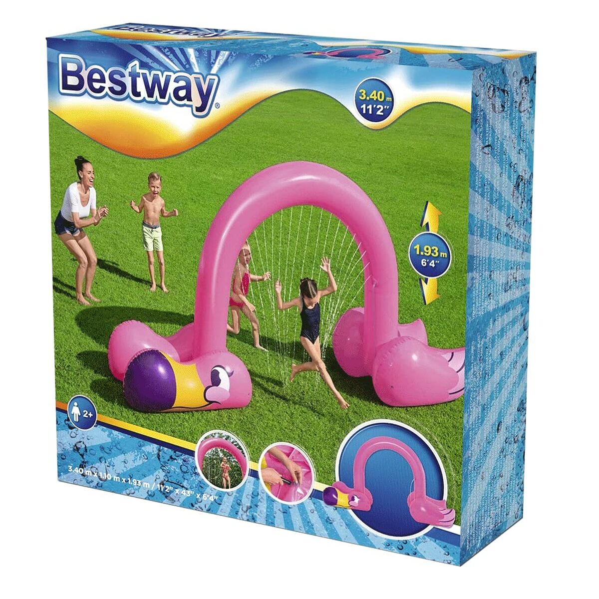 Wassersprinkler-Spielzeug Bestway Kunststoff 340 x 110 x 193 cm Rosa Flamingo